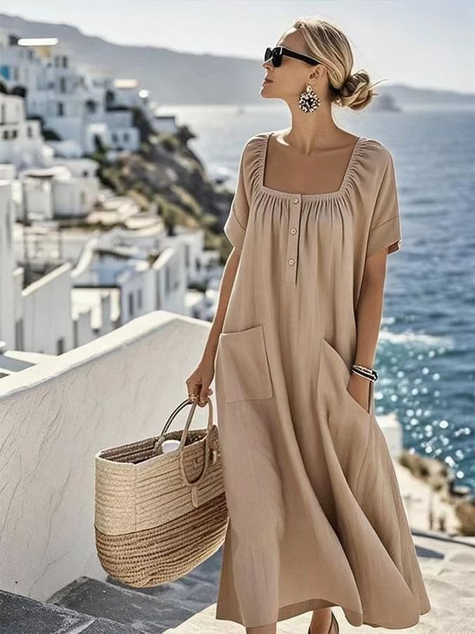 Square Neck Puff Sleeve Dress